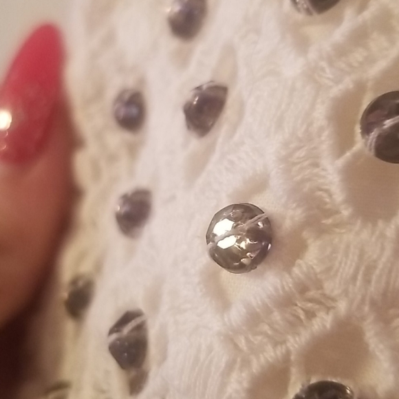 (🏷2/40)Cream Crochet and Crystal Mini Skirt - Picture 3 of 5